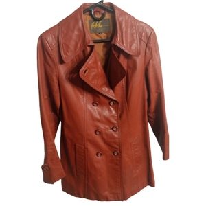 Y2K VTG Leather Jacket Women's Size 12 Double Breasted